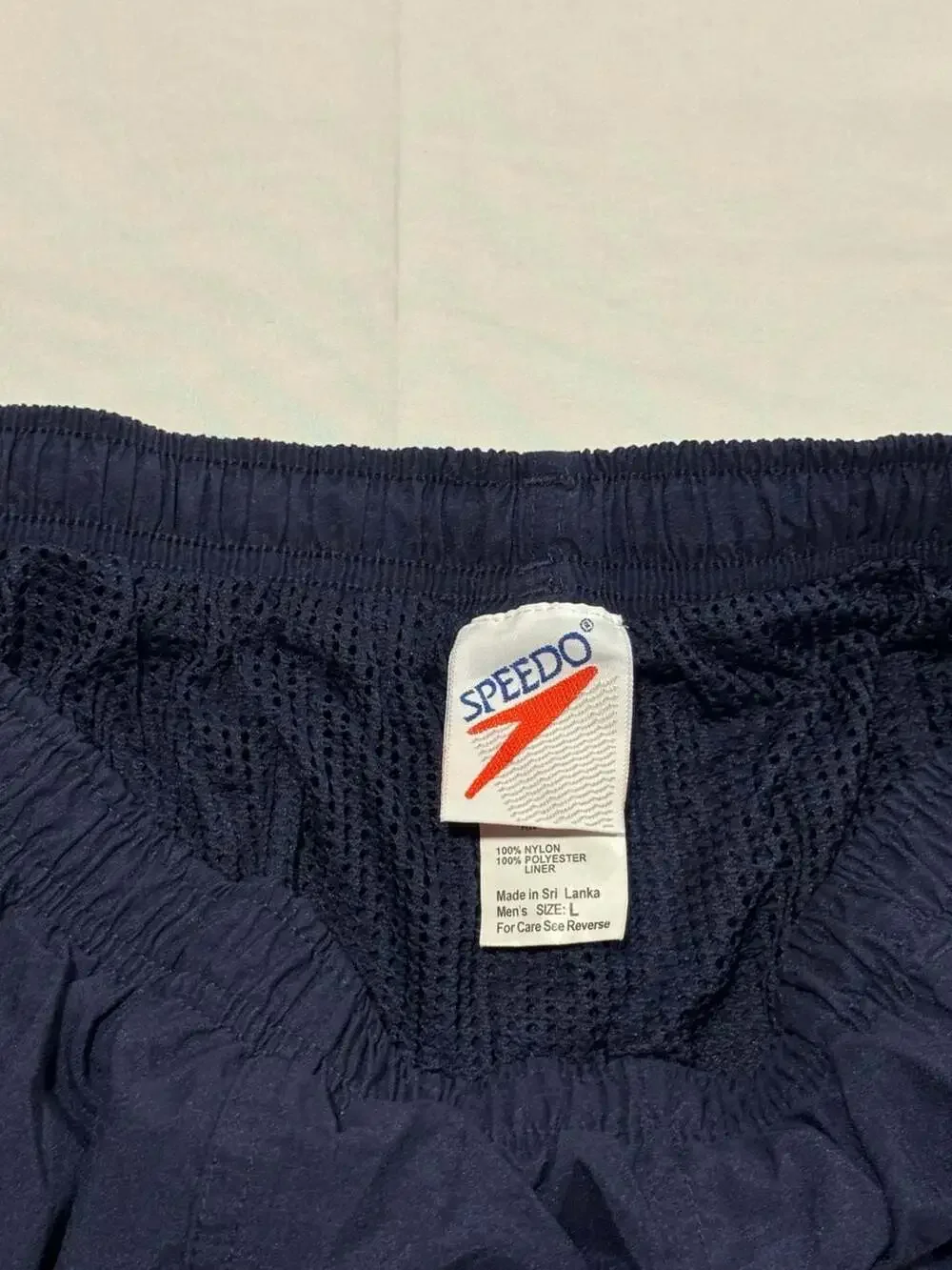 Vintage Y2K Speedo Nylon Athletic Swim Trunks Men's Size L Navy Blue